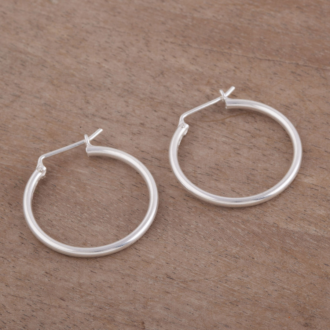 High-Polish 925 Sterling Silver Hoop Earrings from Peru - Eternal Gleam