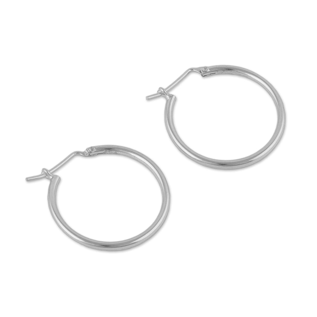 High-Polish 925 Sterling Silver Hoop Earrings from Peru - Eternal Gleam
