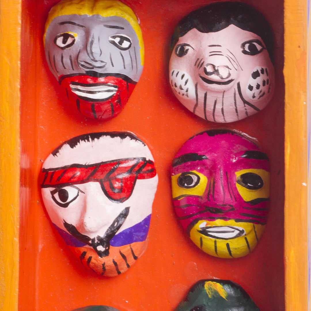 Retablo-Style Nativity Wood Wall Mirror from Peru - Ayacucho Birth