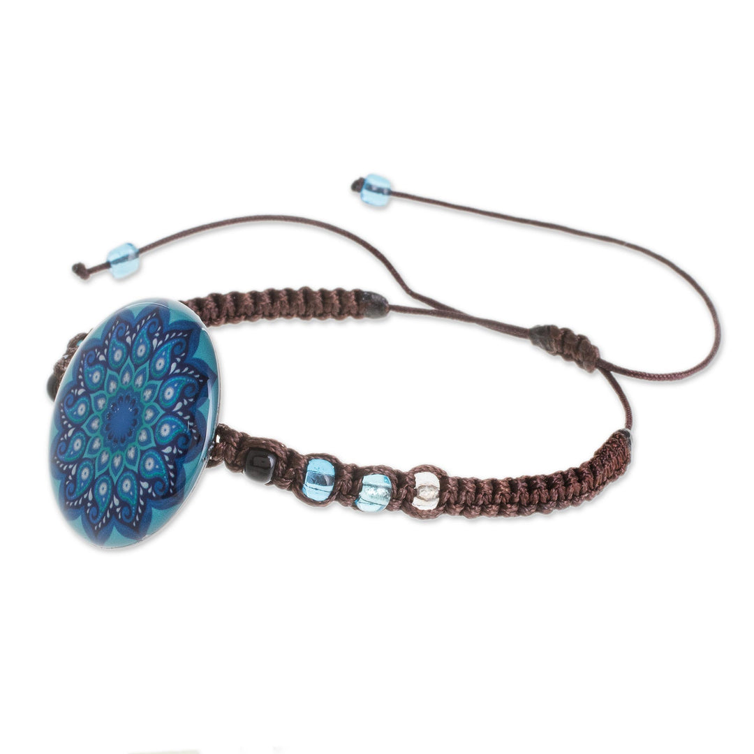 Glass Beaded Macrame Pendant Bracelet in Blue - Blue Rivers