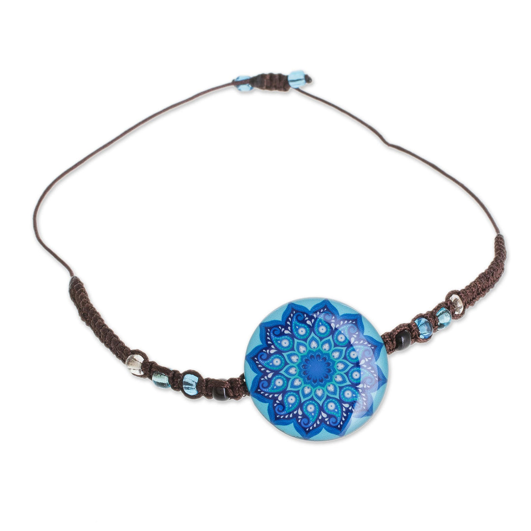 Glass Beaded Macrame Pendant Bracelet in Blue - Blue Rivers