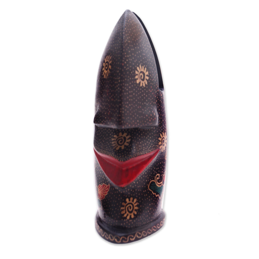 Hand-Painted Batik Wood Eyeglasses Holder from Java - Batik Nose