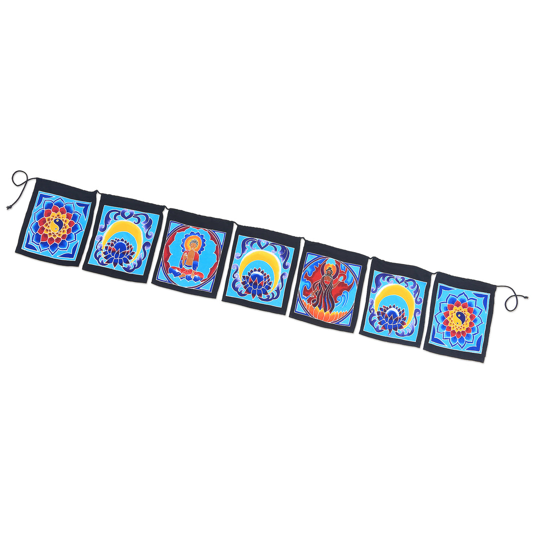 Batik Rayon Flag Wall Hanging - Lotus Yin-Yang
