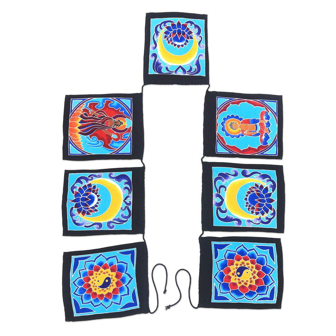 Batik Rayon Flag Wall Hanging - Lotus Yin-Yang
