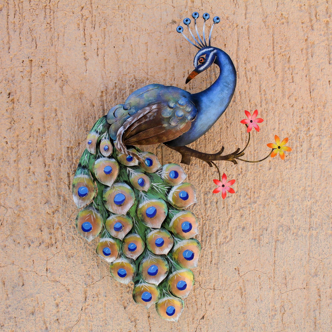 Peacock and Flowers