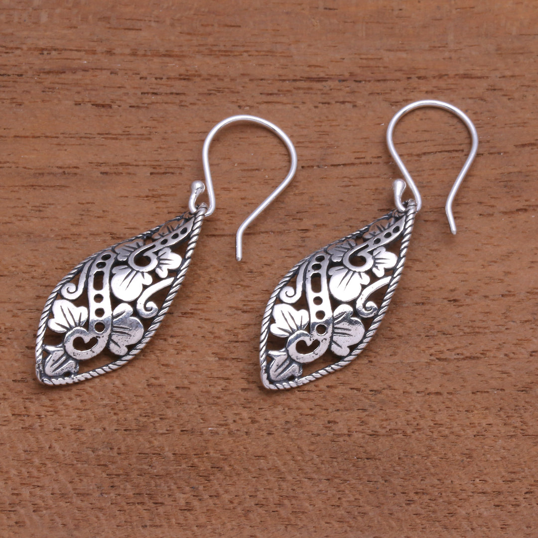 Openwork Sterling Silver Dangle Earrings from Bali - Beautiful Twist