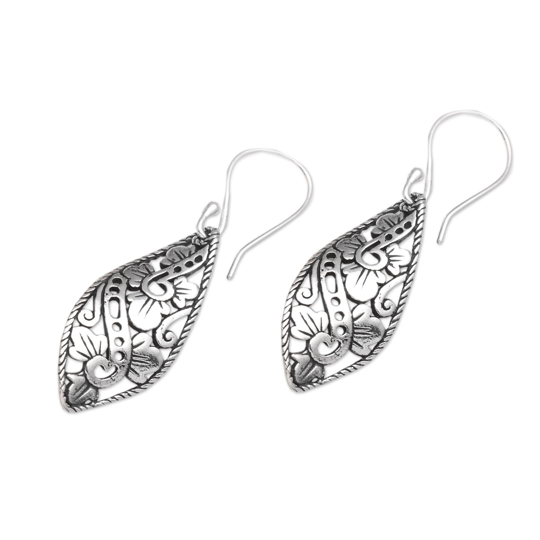 Openwork Sterling Silver Dangle Earrings from Bali - Beautiful Twist