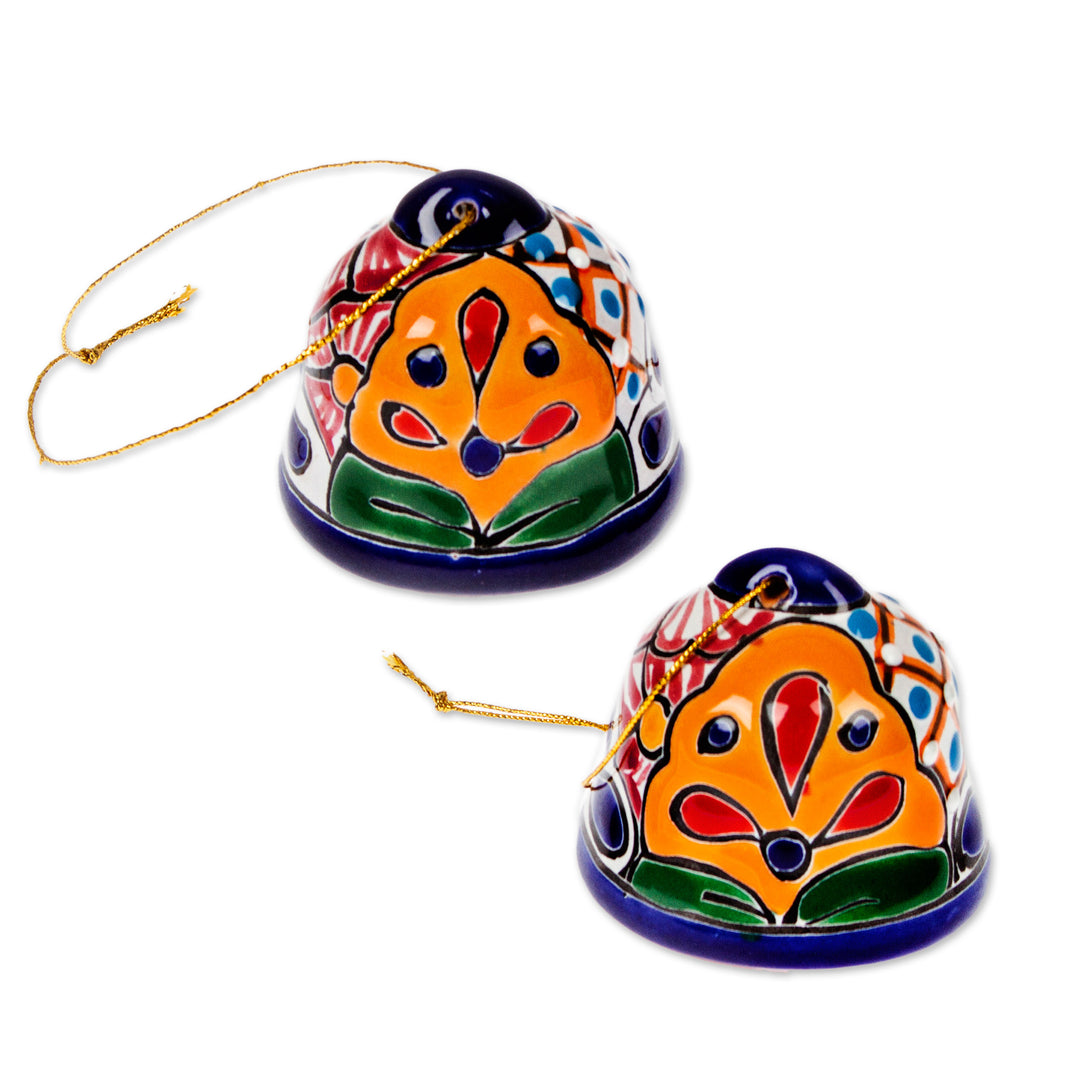 Hand-Painted 4-Piece Talavera Ceramic Bell Ornament Set - Talavera Bells