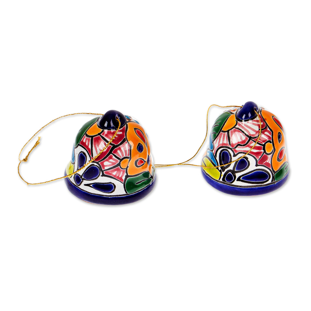 Hand-Painted 4-Piece Talavera Ceramic Bell Ornament Set - Talavera Bells