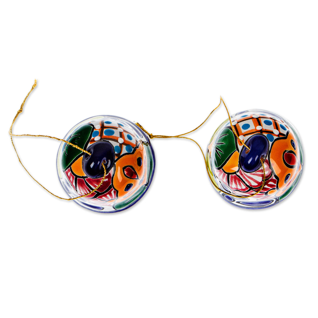 Hand-Painted 4-Piece Talavera Ceramic Bell Ornament Set - Talavera Bells