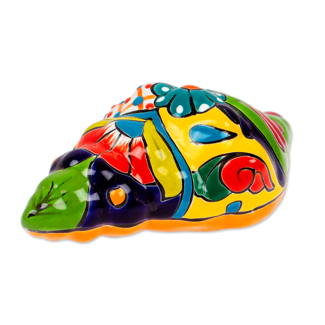 Talavera Style Ceramic Conch Sculpture from Mexico - Talavera Conch