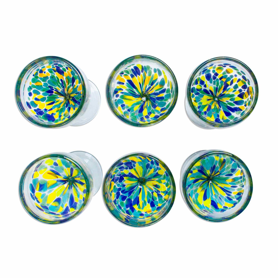 Colorful Recycled Wine Glasses from Mexico (Set of 6) - Tropical Confetti
