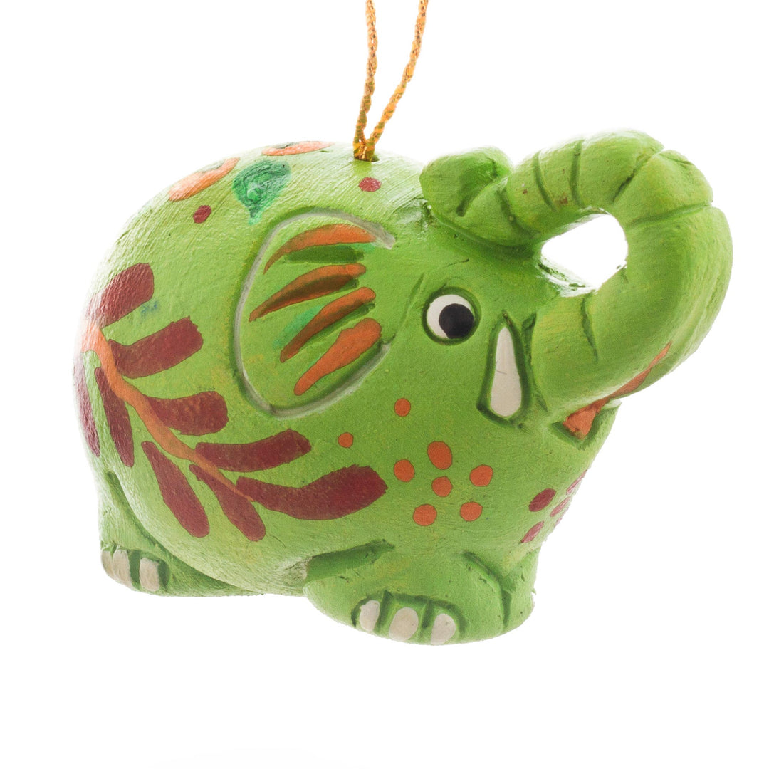 Hand-Painted Ceramic Elephant Ornaments from Peru (Set of 5) - Cheery Elephants