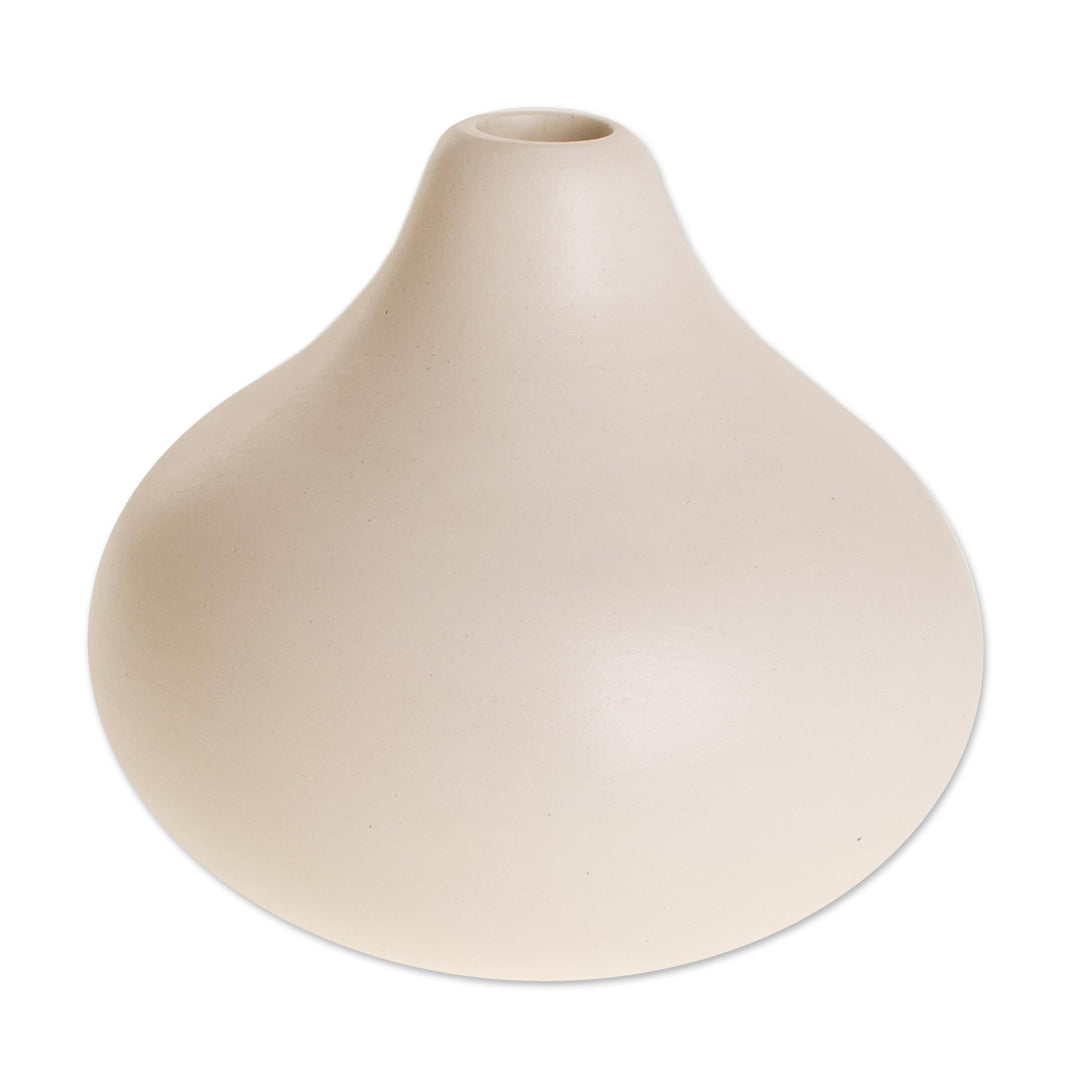 Drop-Shaped Ceramic Vase in Ivory from Guatemala - Droplet Harmony in Ivory