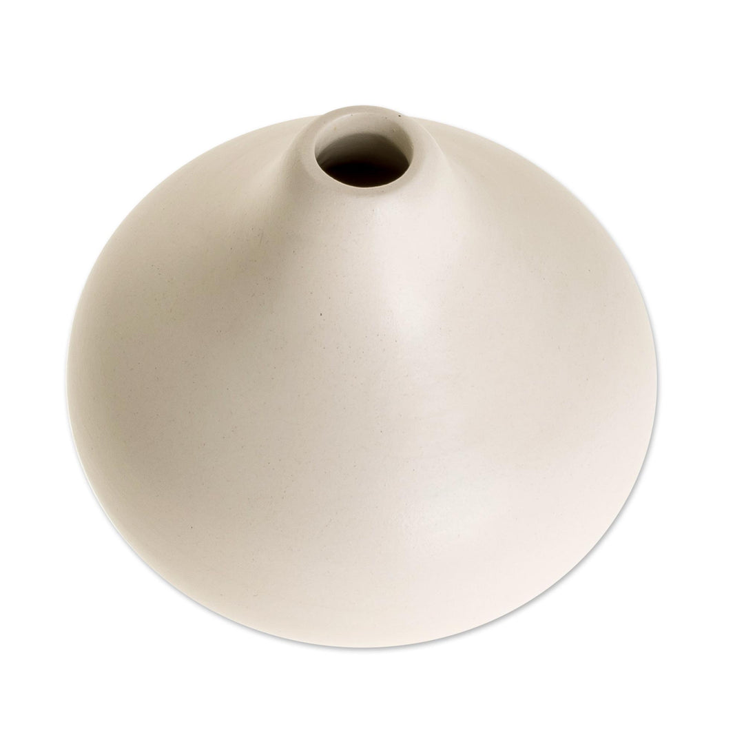 Drop-Shaped Ceramic Vase in Ivory from Guatemala - Droplet Harmony in Ivory