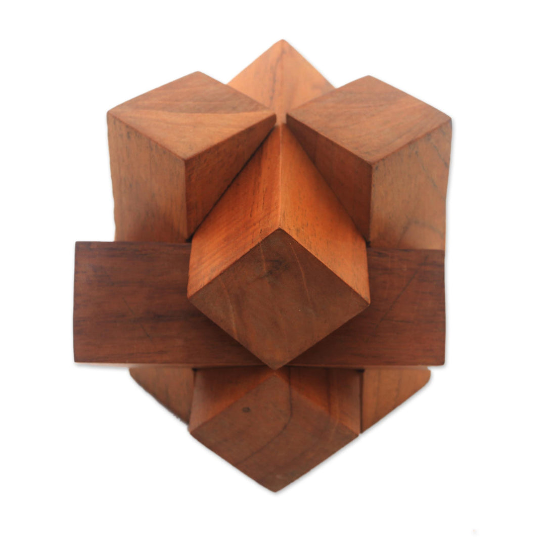 Artisan Crafted Teak Wood Block Puzzle from Java - Magical Blocks