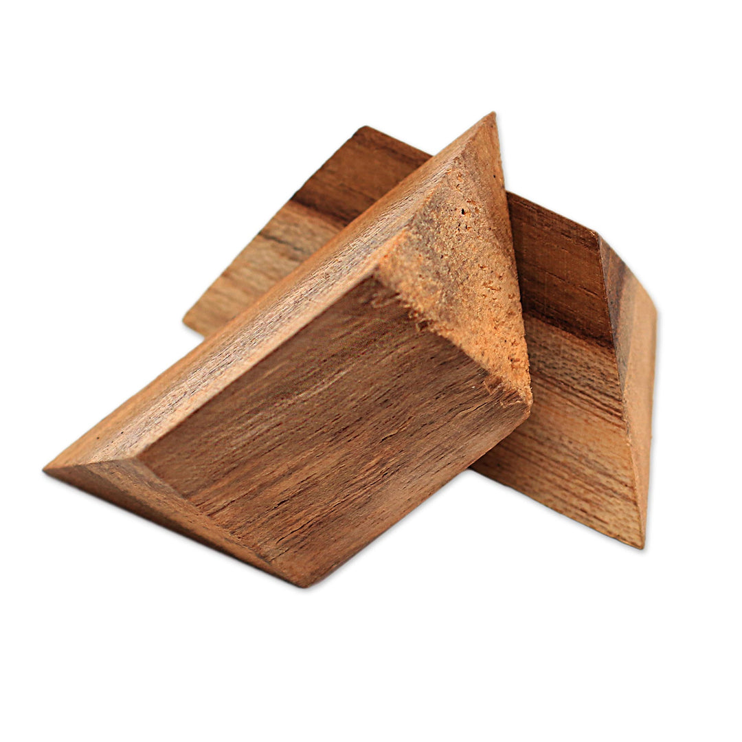 Handcarved Teak Wood Pyramid Puzzle from Java - Enchanting Pyramid