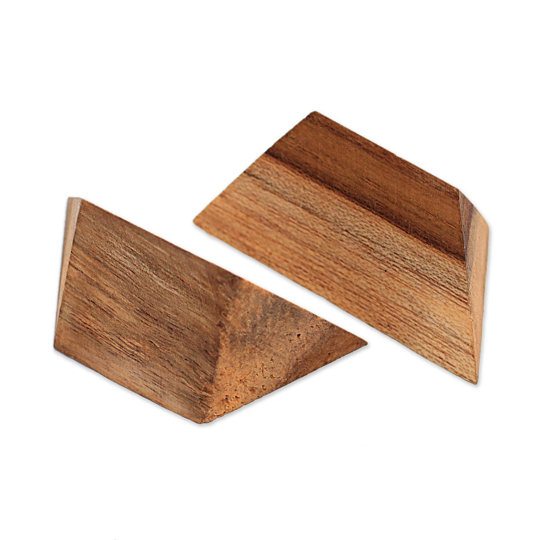 Handcarved Teak Wood Pyramid Puzzle from Java - Enchanting Pyramid