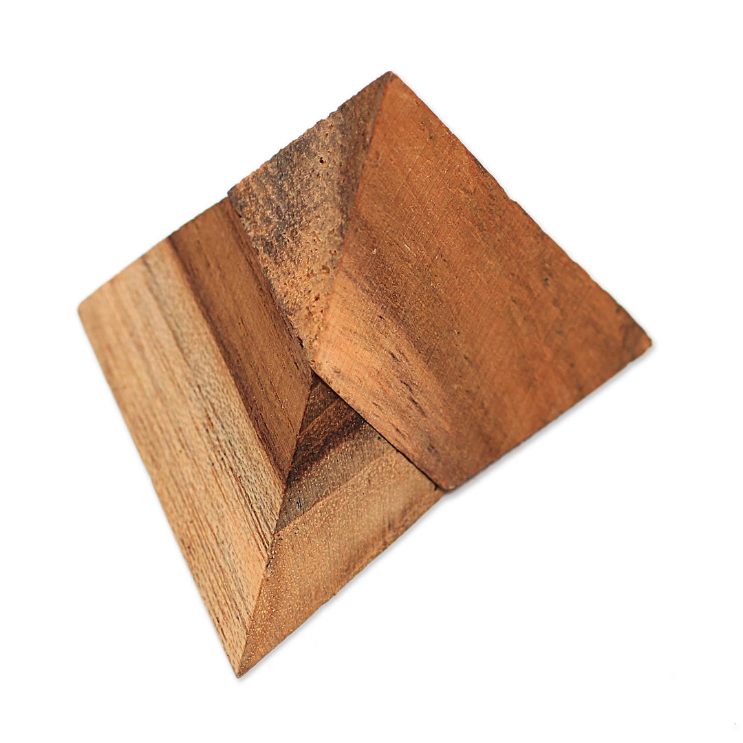 Handcarved Teak Wood Pyramid Puzzle from Java - Enchanting Pyramid