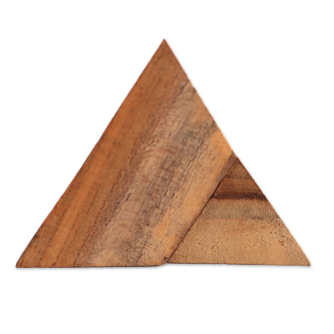 Handcarved Teak Wood Pyramid Puzzle from Java - Enchanting Pyramid