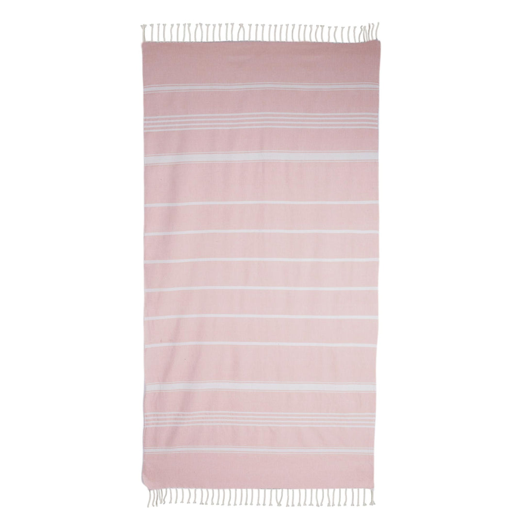 Handwoven Cotton Beach Towel in Blush from Guatemala - Fresh Relaxation in Blush