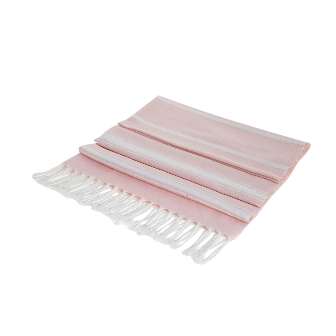 Handwoven Cotton Beach Towel in Blush from Guatemala - Fresh Relaxation in Blush