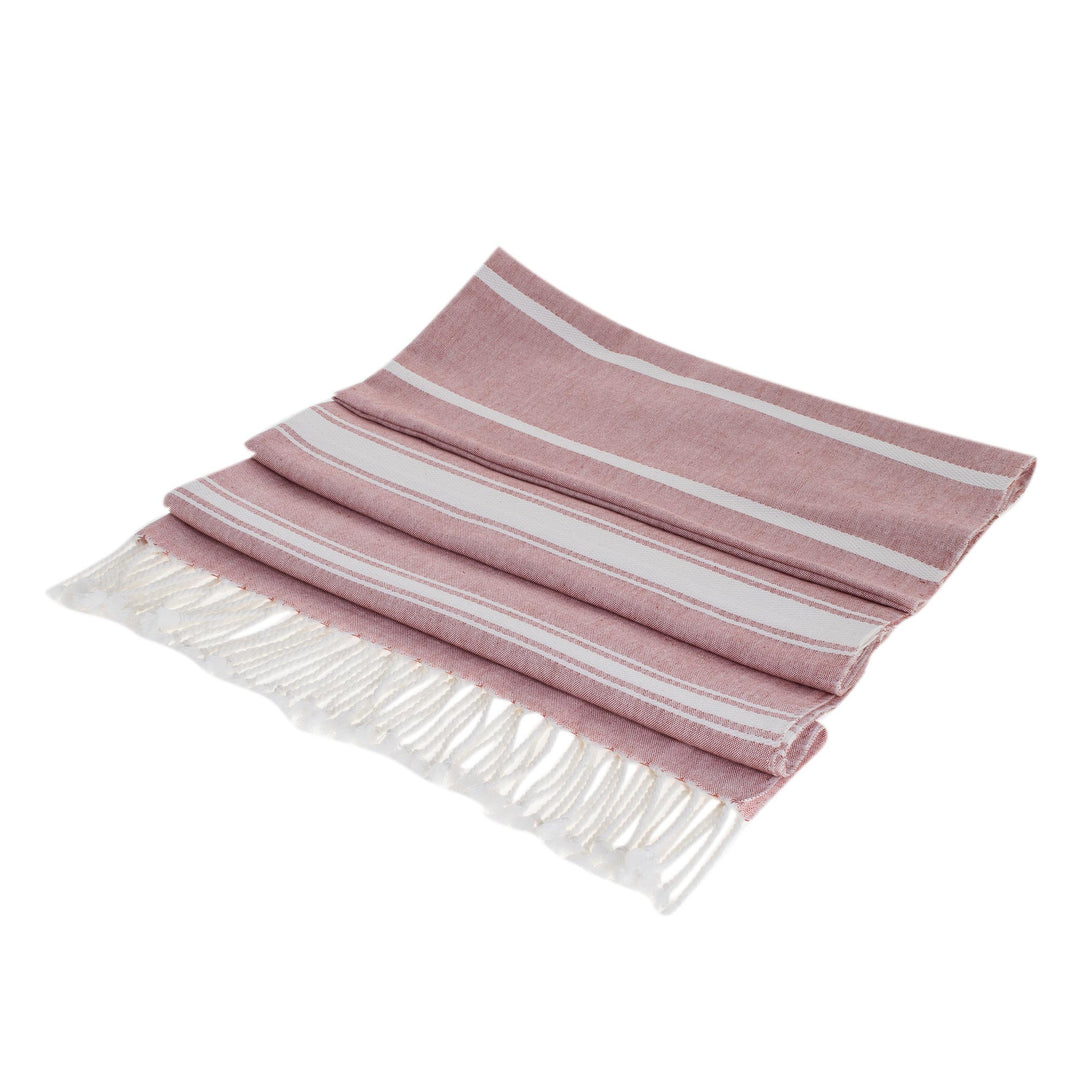 Handwoven Cotton Beach Towel in Carnation from Guatemala - Fresh Relaxation in Carnation