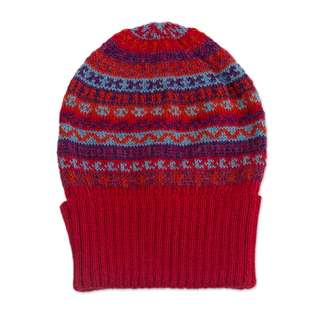 Striped 100% Alpaca Knit Hat from Peru - Andean Art