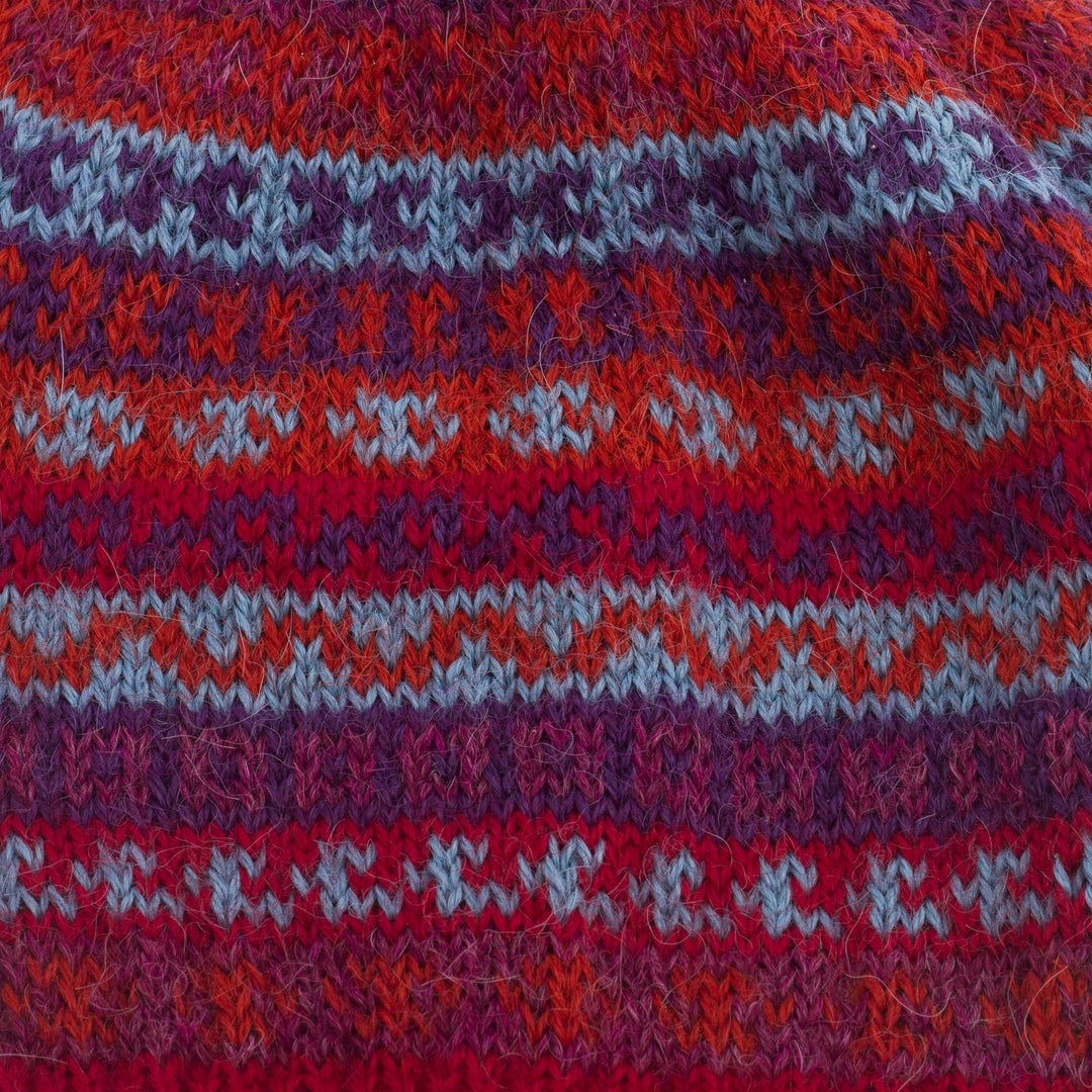 Striped 100% Alpaca Knit Hat from Peru - Andean Art