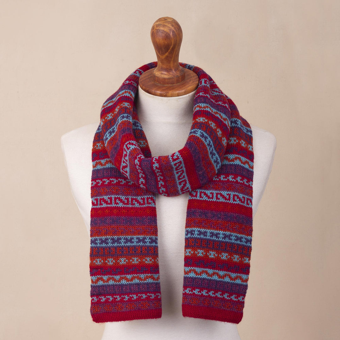 Striped 100% Alpaca Wrap Scarf Crafted in Peru - Andean Art