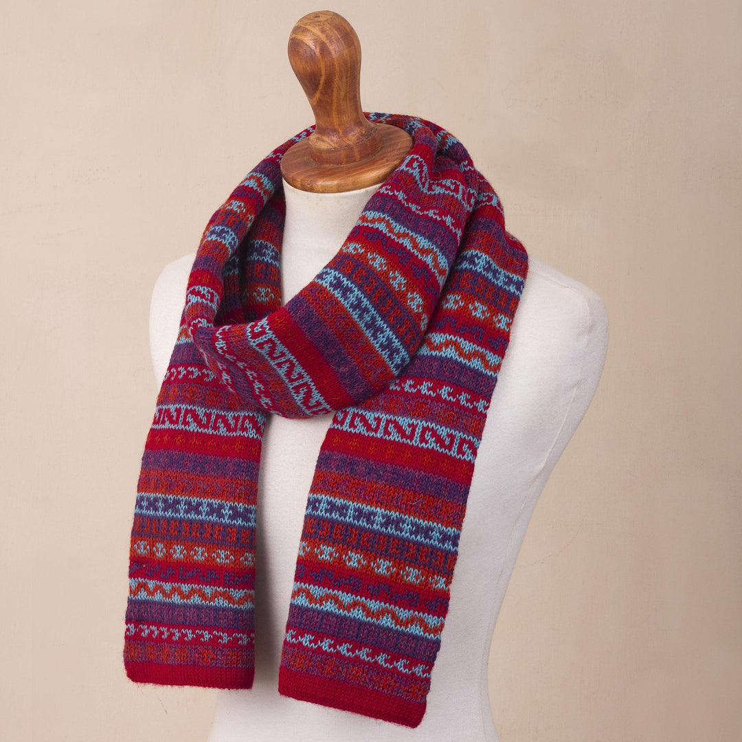 Striped 100% Alpaca Wrap Scarf Crafted in Peru - Andean Art