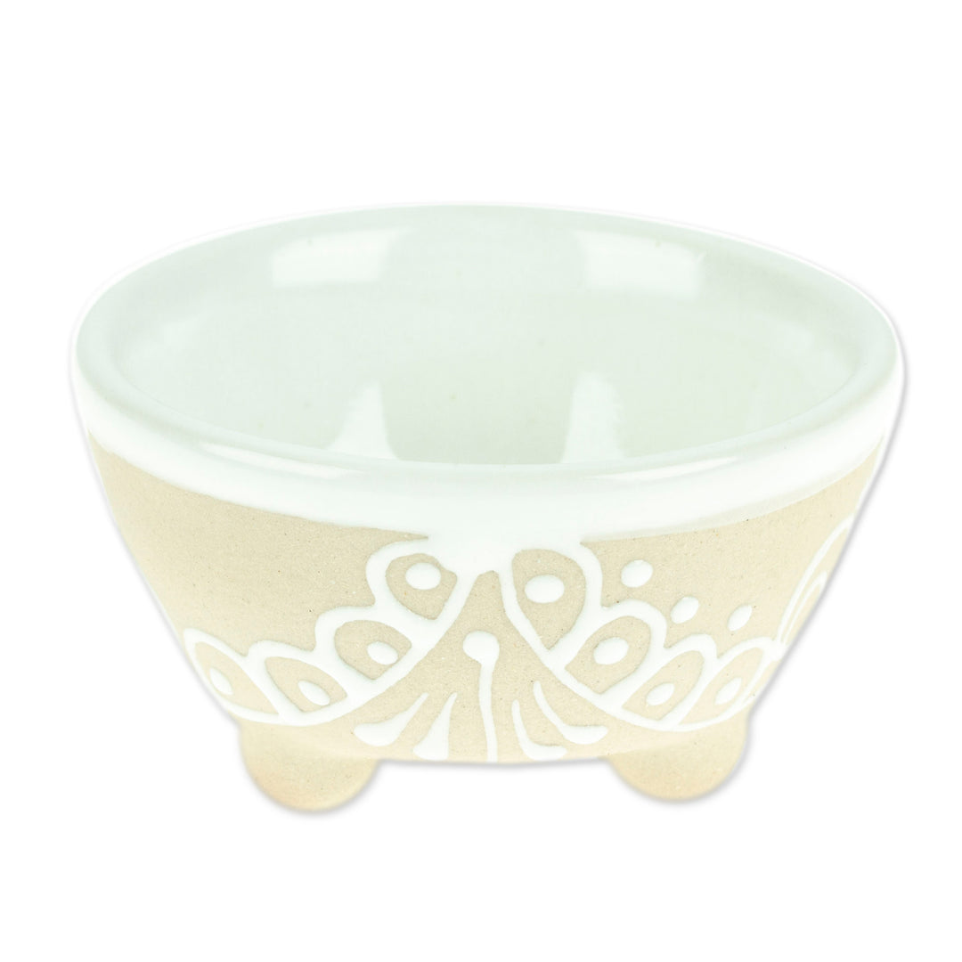 Hand-Painted White Ceramic Pinch Bowl - Snow White Designs