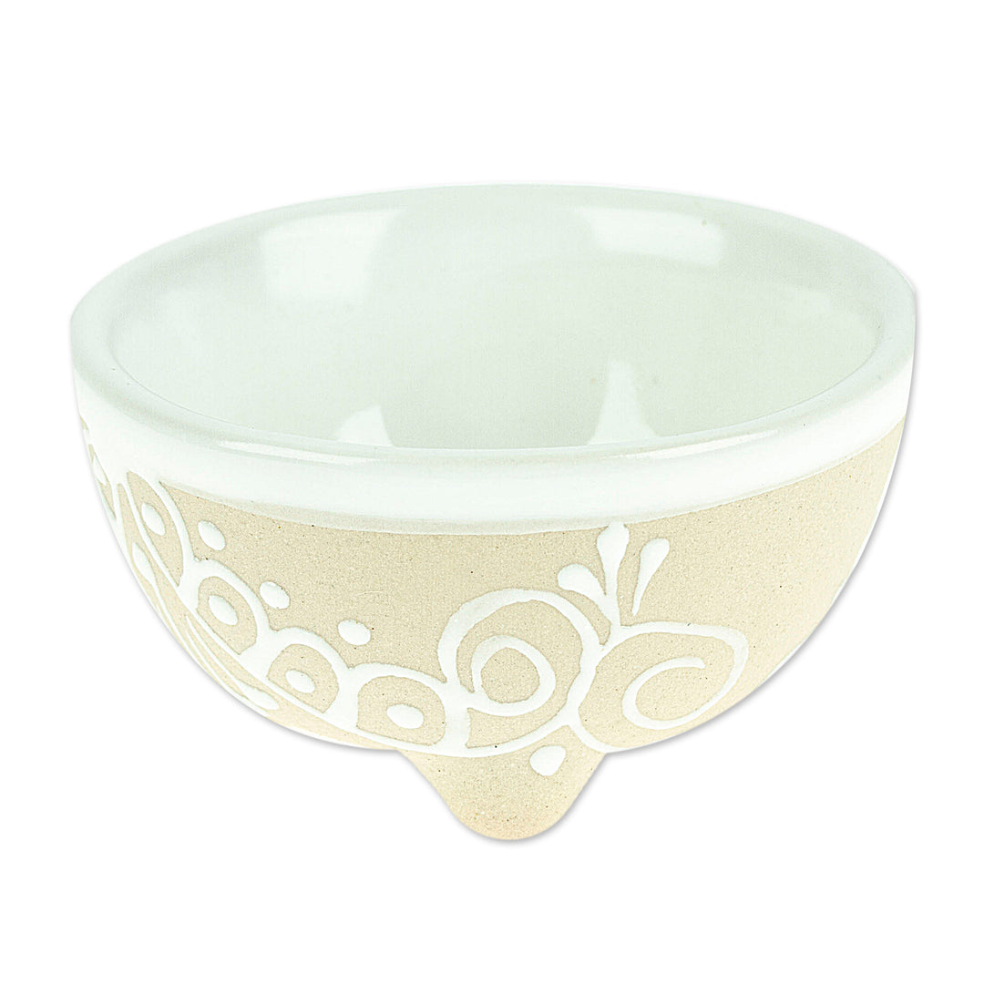 Hand-Painted White Ceramic Pinch Bowl - Snow White Designs