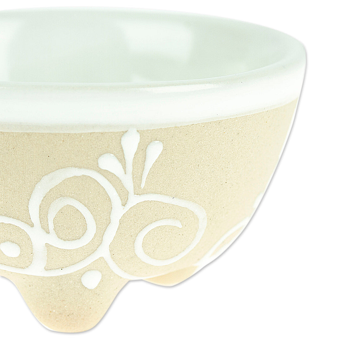 Hand-Painted White Ceramic Pinch Bowl - Snow White Designs