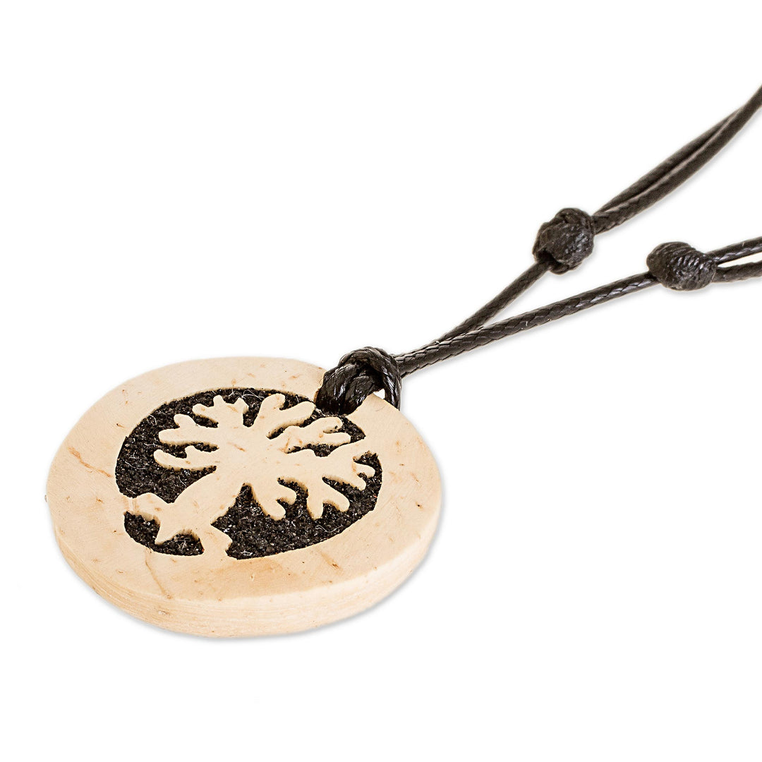 Tree-Themed Coconut Shell and Lava Stone Pendant Necklace - Spread Your Branches