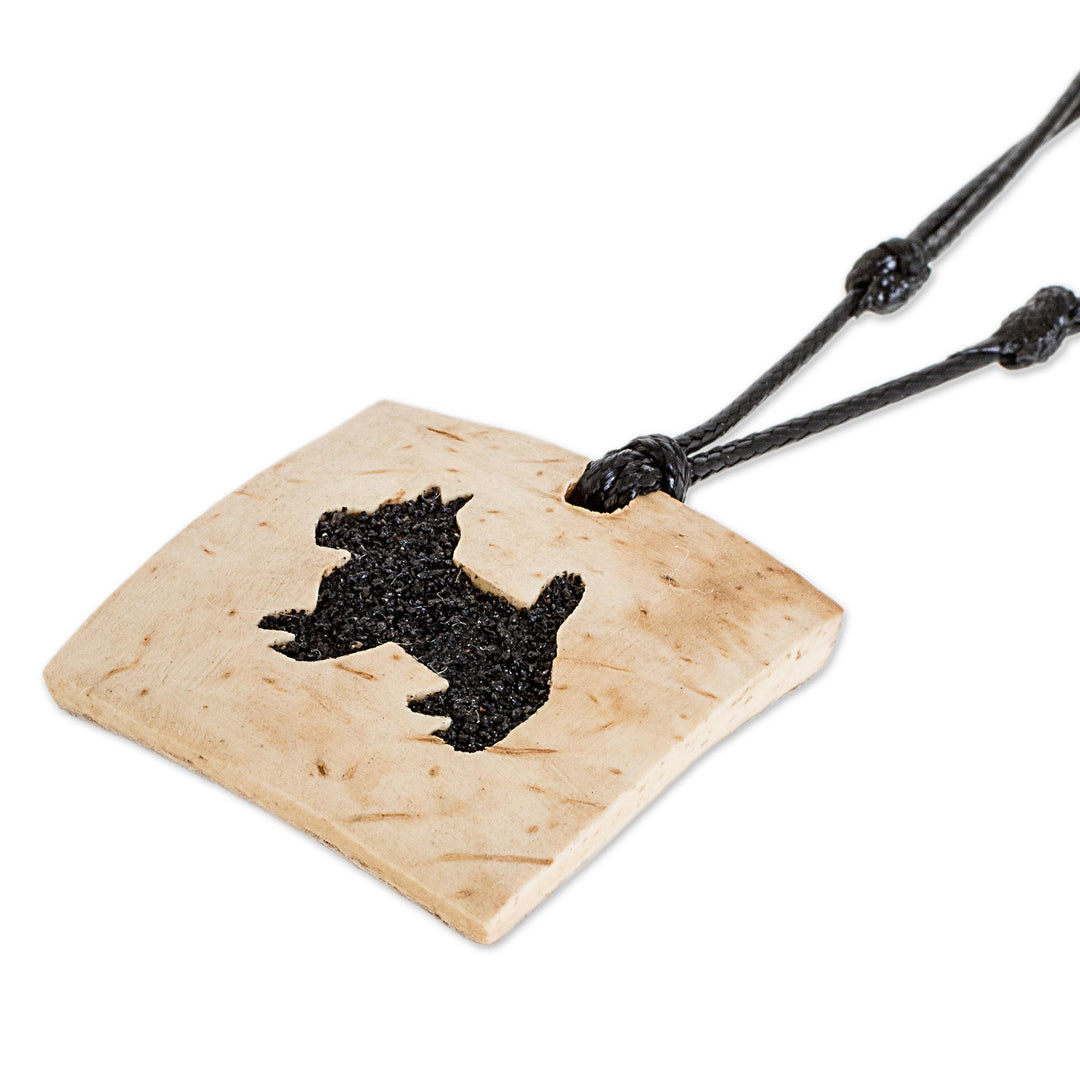 Coconut Shell and Lava Stone Schnauzer Pendant Necklace - Schnauzer Square