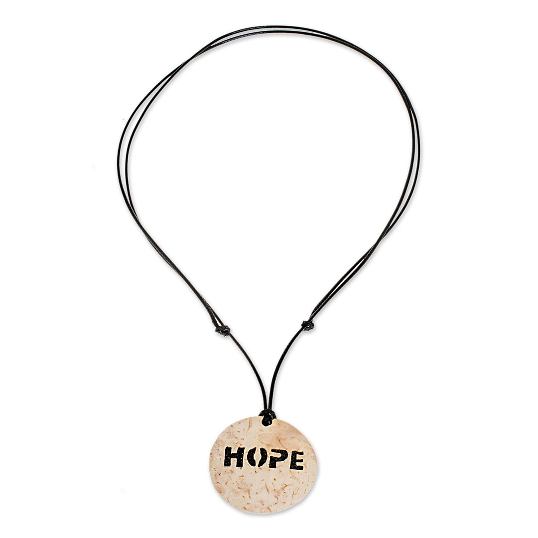 Hope-Themed Coconut Shell and Lava Stone Pendant Necklace - Have Hope
