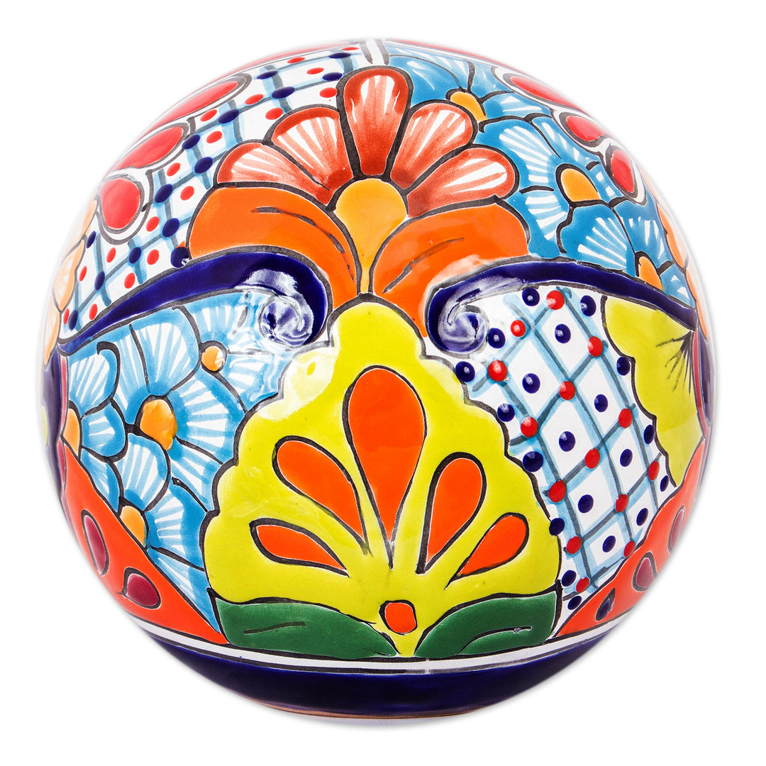 Floral Talavera-Style Ceramic Decorative Accent from Mexico - Summer Designs