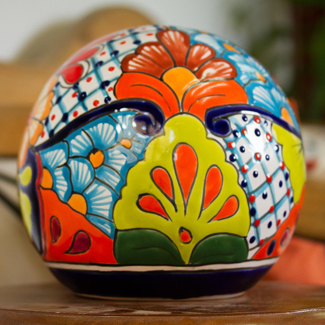 Floral Talavera-Style Ceramic Decorative Accent from Mexico - Summer Designs