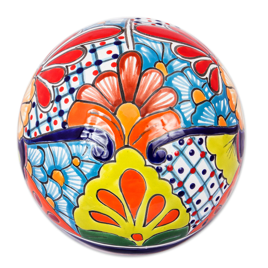 Floral Talavera-Style Ceramic Decorative Accent from Mexico - Summer Designs