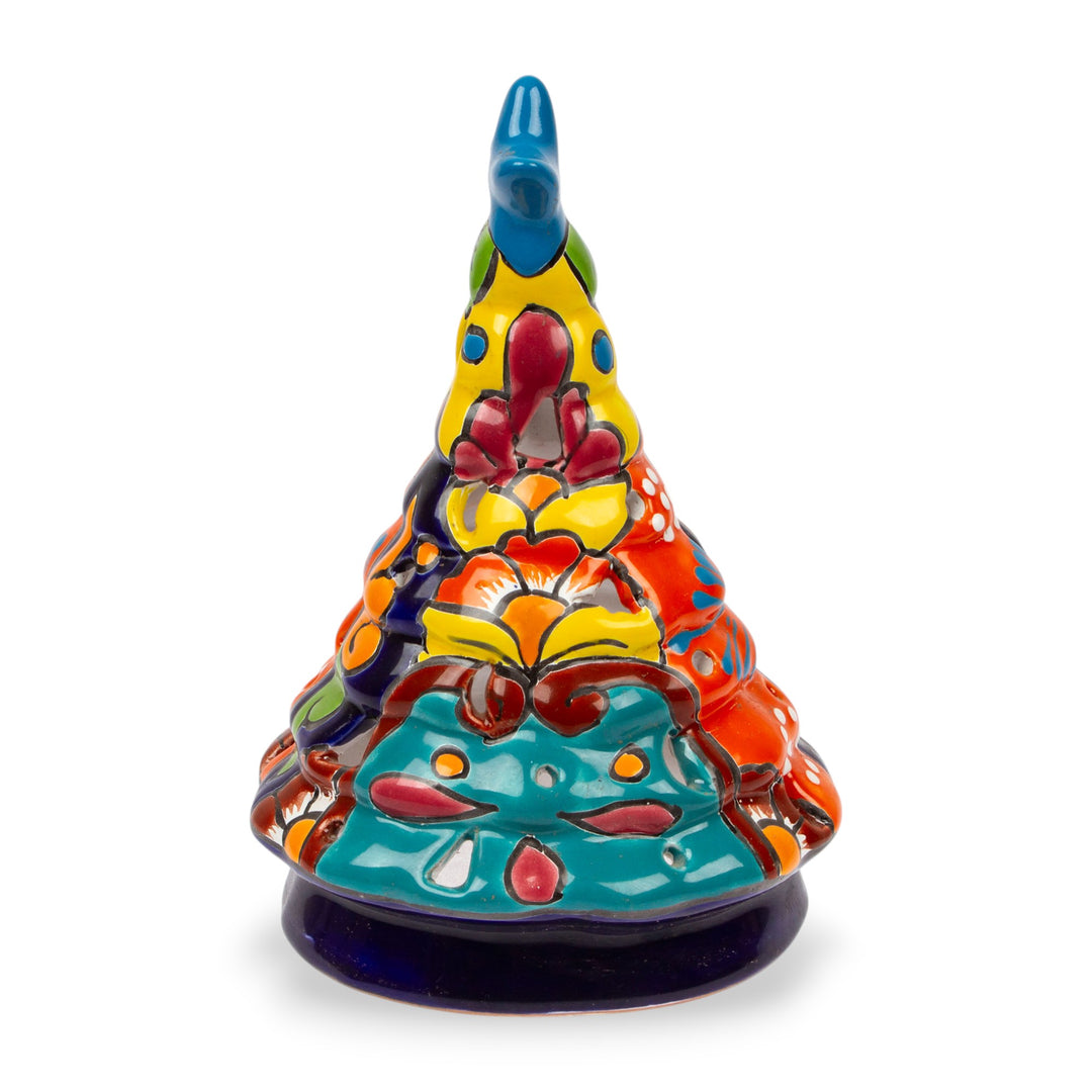 Talavera-Style Ceramic Christmas Tree Lantern from Mexico - Christmas Pine