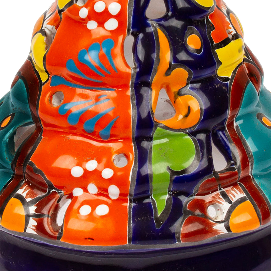 Talavera-Style Ceramic Christmas Tree Lantern from Mexico - Christmas Pine