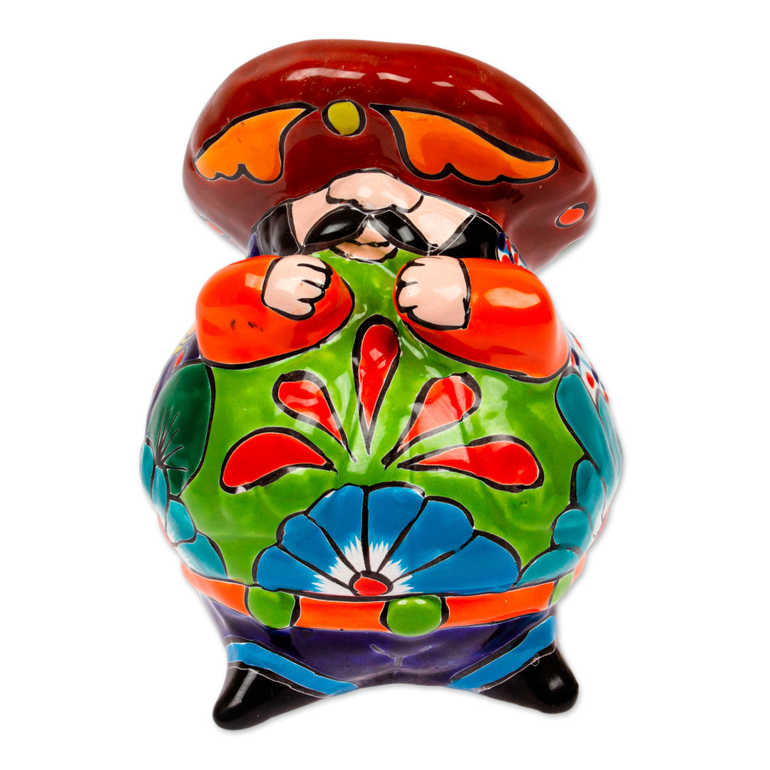 Talavera-Style Ceramic Figurine of a Singing Mariachi - Singing Mariachi