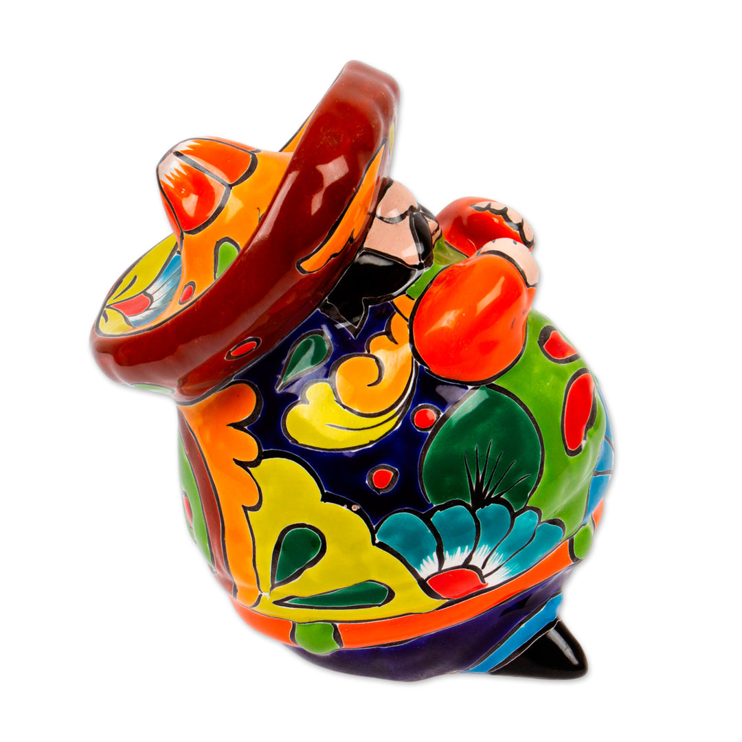 Talavera-Style Ceramic Figurine of a Singing Mariachi - Singing Mariachi