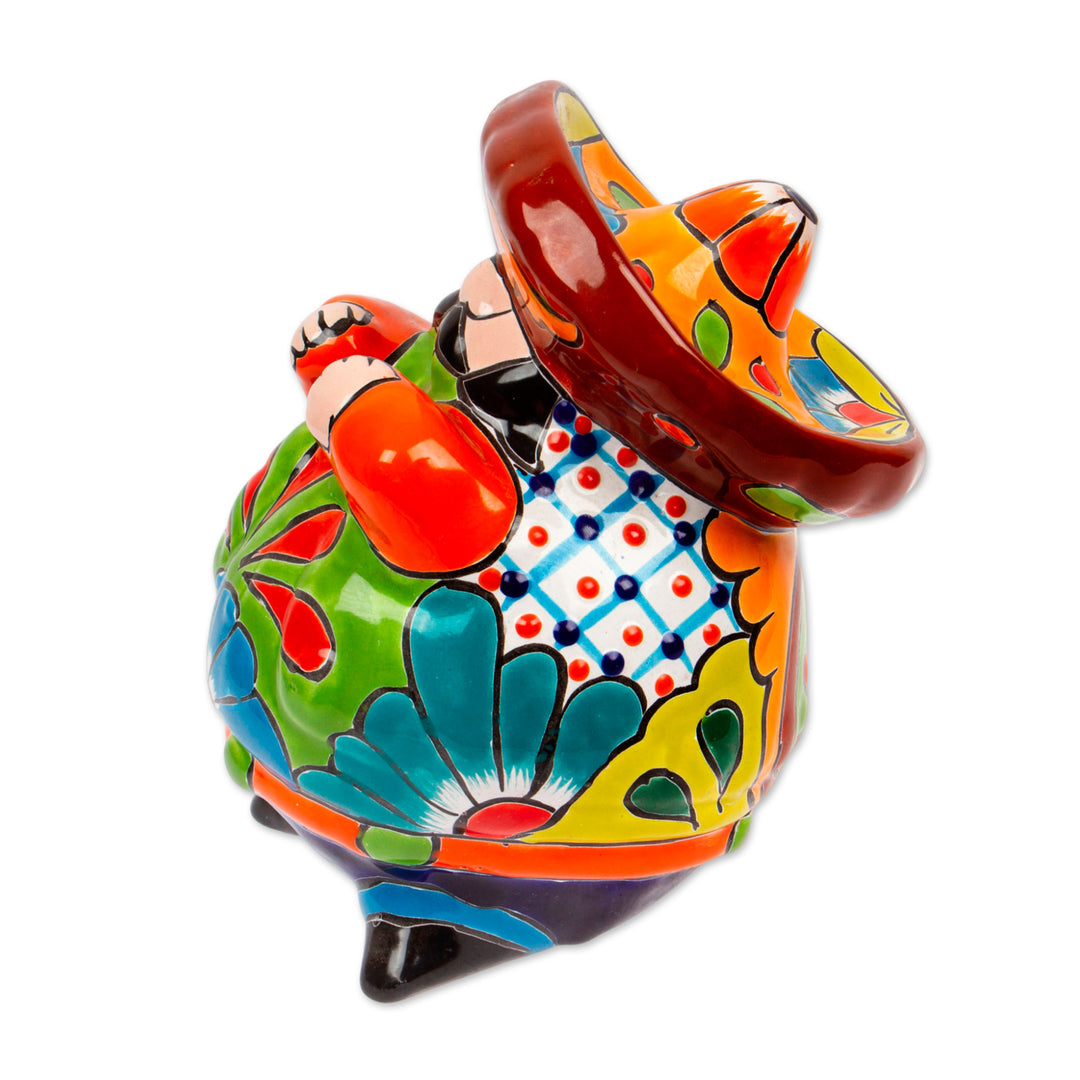 Talavera-Style Ceramic Figurine of a Singing Mariachi - Singing Mariachi
