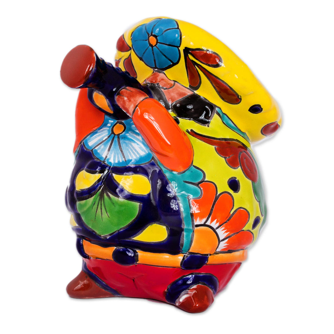 Talavera-Style Ceramic Figurine of a Mariachi with a Trumpet - Trumpet Mariachi
