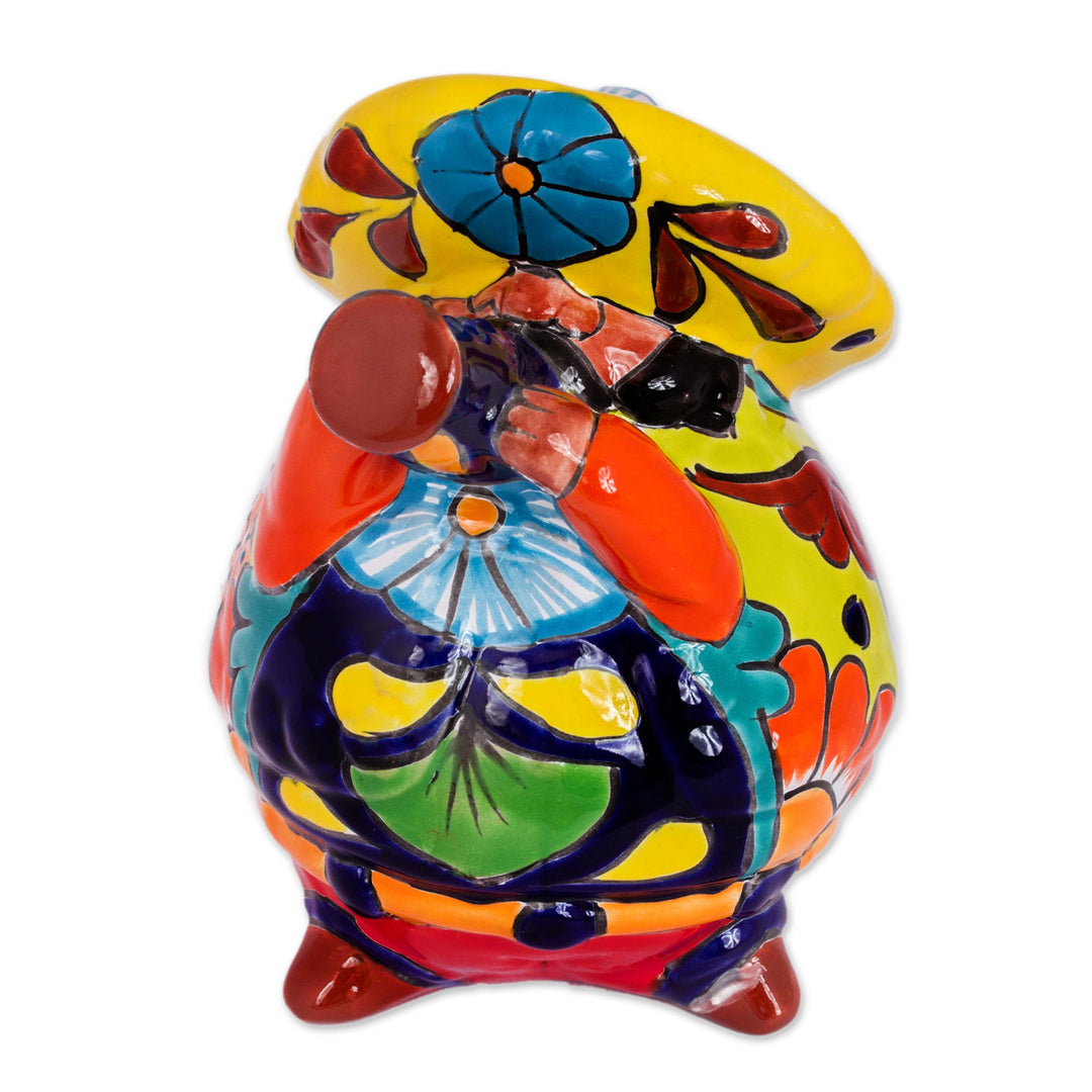 Talavera-Style Ceramic Figurine of a Mariachi with a Trumpet - Trumpet Mariachi