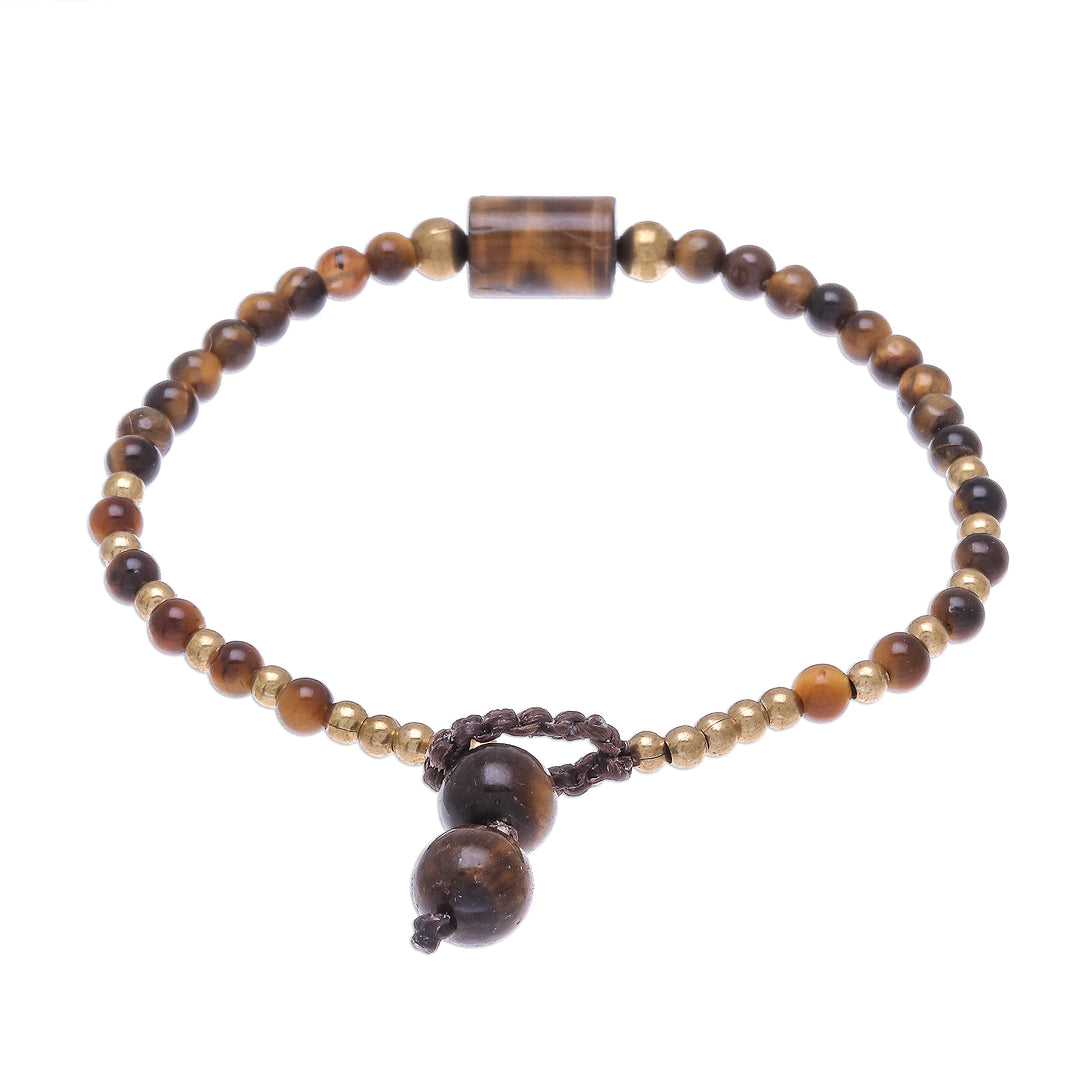 Tiger's Eye Beaded Pendant Bracelet from Thailand - Boho Thai