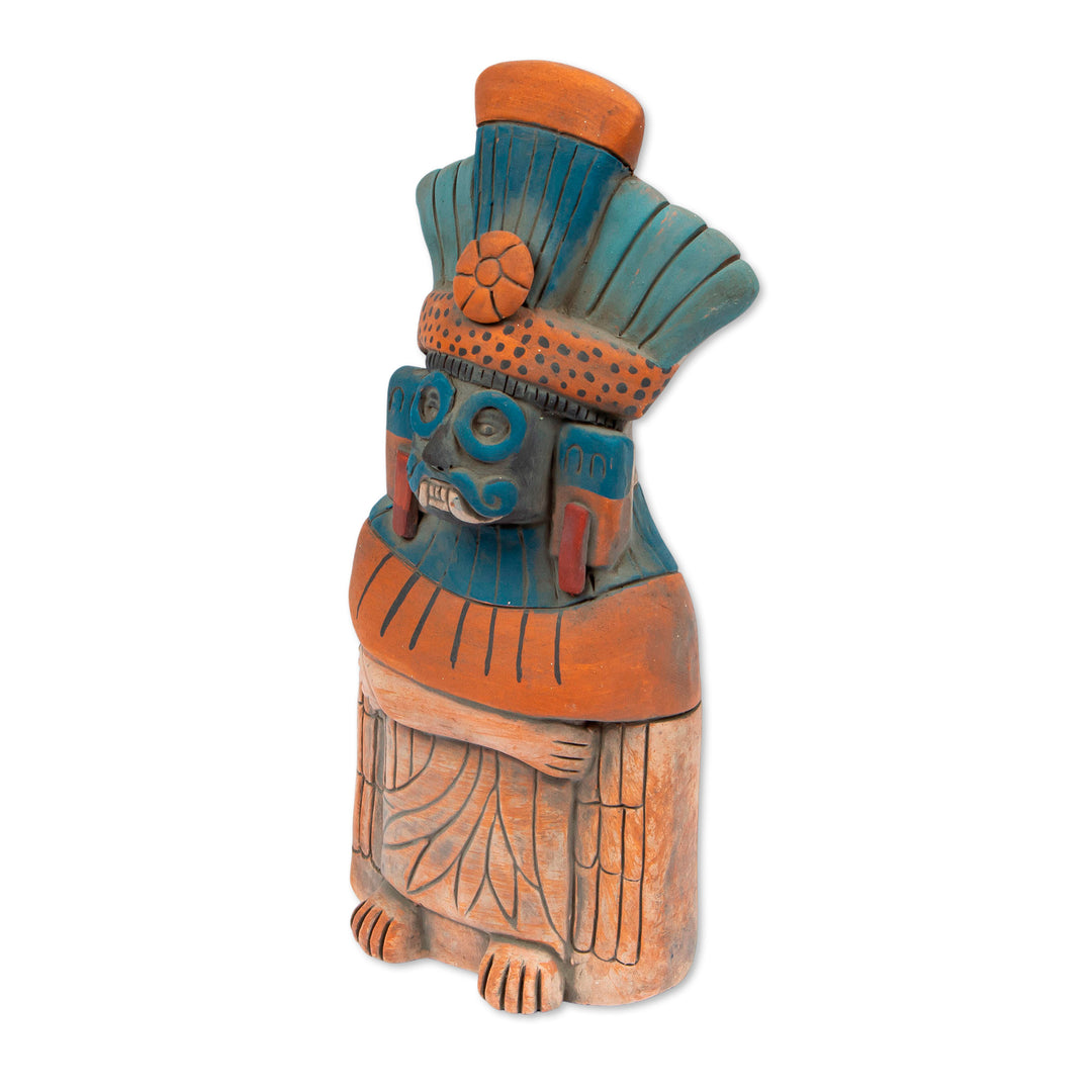 Rustic Ceramic Sculpture of Tlaloc from Mexico - Mighty Tlaloc