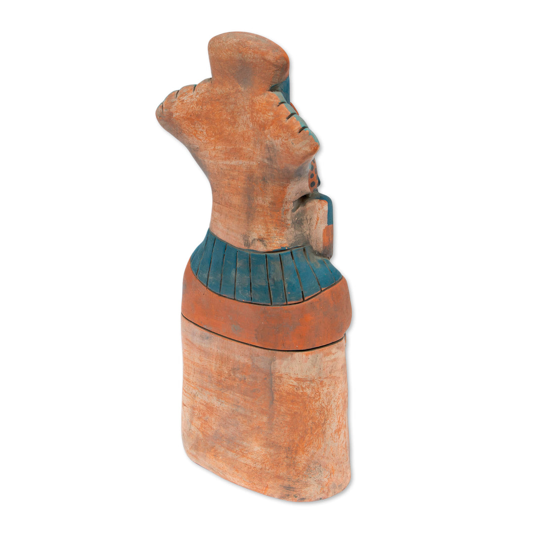 Rustic Ceramic Sculpture of Tlaloc from Mexico - Mighty Tlaloc